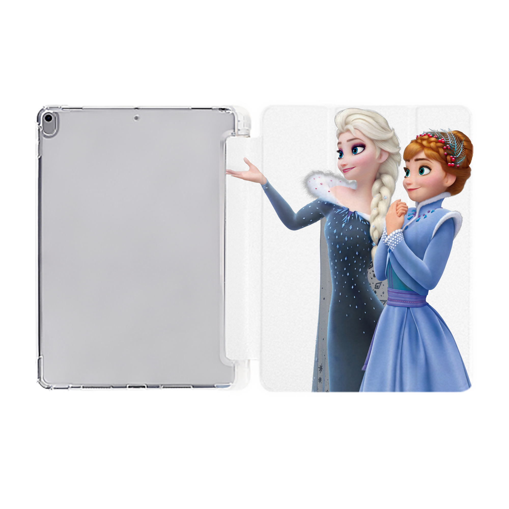 （画像用） アナと雪の女王 アンナ エルサ Frozen Anna Elsa IPad ケース ペン収納付き 三つ折りスタンド PUレザー×シリコン 対応機種9.5/10.5/10.9インチ
